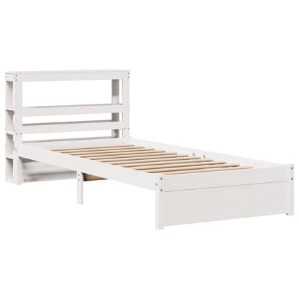 sengeramme med sengegavl 75x190 cm massivt fyrretræ hvid