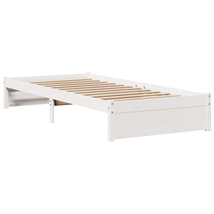 sengeramme med sengegavl 75x190 cm massivt fyrretræ hvid