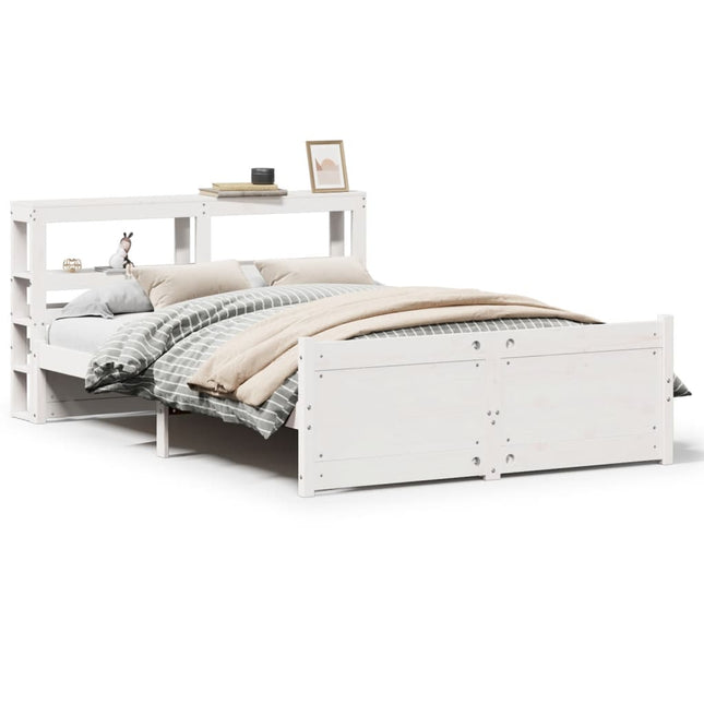 sengeramme med sengegavl135x190 cm massivt fyrretræ hvid