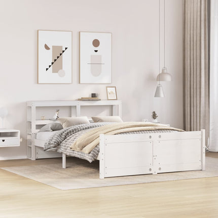 sengeramme med sengegavl135x190 cm massivt fyrretræ hvid