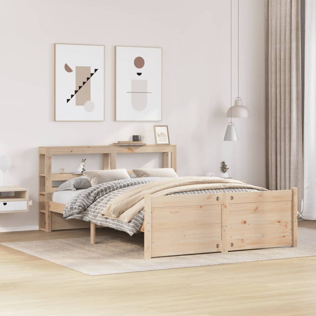 sengeramme med sengegavl 140x200 cm massivt fyrretræ hvid