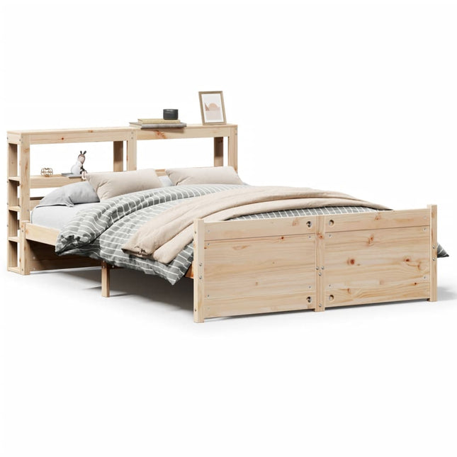 sengeramme med sengegavl 150x200 cm massivt fyrretræ