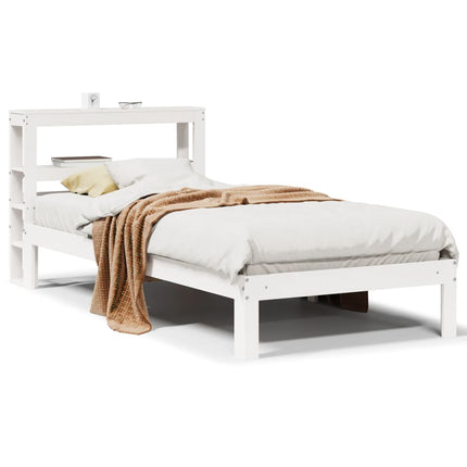 sengeramme med sengegavl 75x190 cm massivt fyrretræ hvid