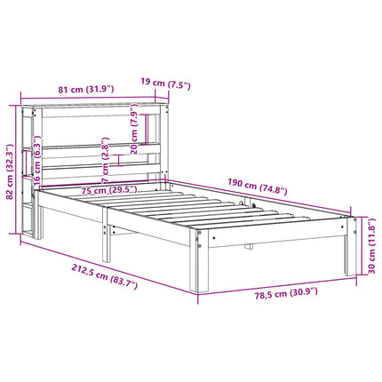 sengeramme med sengegavl 75x190 cm massivt fyrretræ hvid