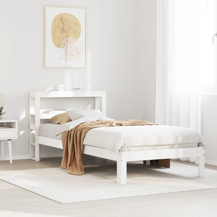 sengeramme med sengegavl 75x190 cm massivt fyrretræ hvid