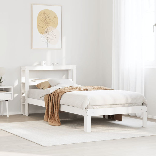 sengeramme med sengegavl 75x190 cm massivt fyrretræ hvid
