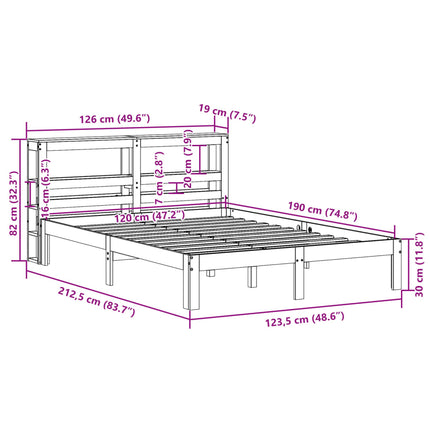 sengeramme med sengegavl 120x190 cm massivt fyrretræ hvid