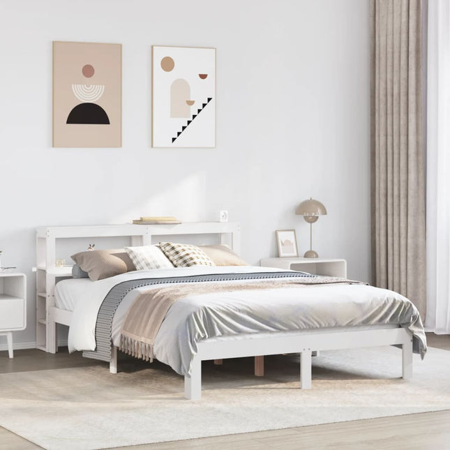 sengeramme med sengegavl135x190 cm massivt fyrretræ hvid