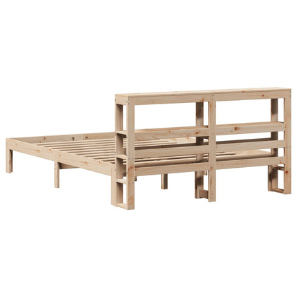 sengeramme med sengegavl 140x190 cm massivt fyrretræ