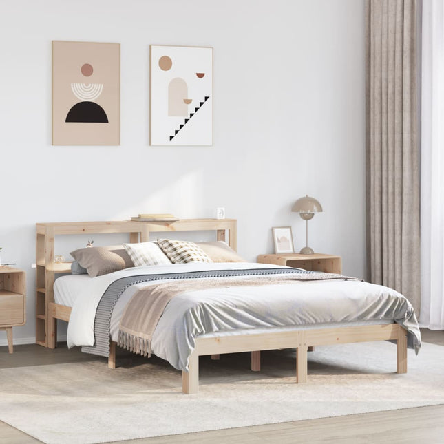 sengeramme med sengegavl 150x200 cm massivt fyrretræ