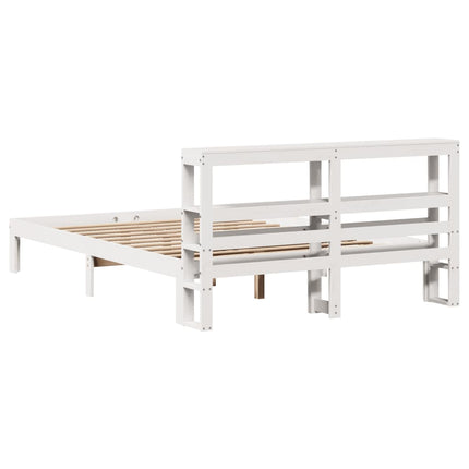 sengeramme med sengegavl 150x200 cm massivt fyrretræ hvid