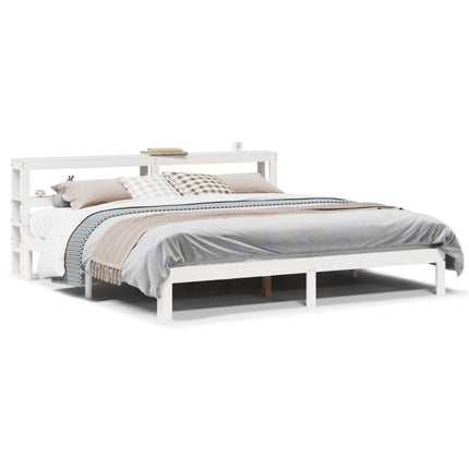 Sengeramme med hovedgærde uden madras Hvid 200x200 cm