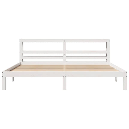 Sengeramme med hovedgærde uden madras Hvid 200x200 cm