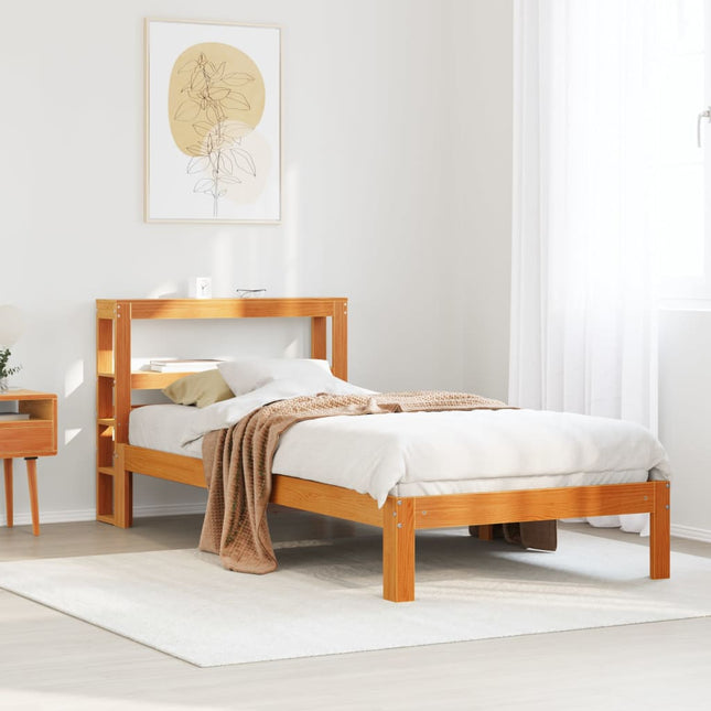 sengeramme uden madras 100x200 cm massivt fyrretræ gyldenbrun