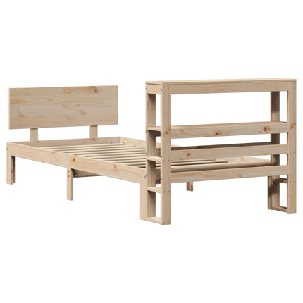 sengeramme med sengegavl 75x190 cm massivt fyrretræ
