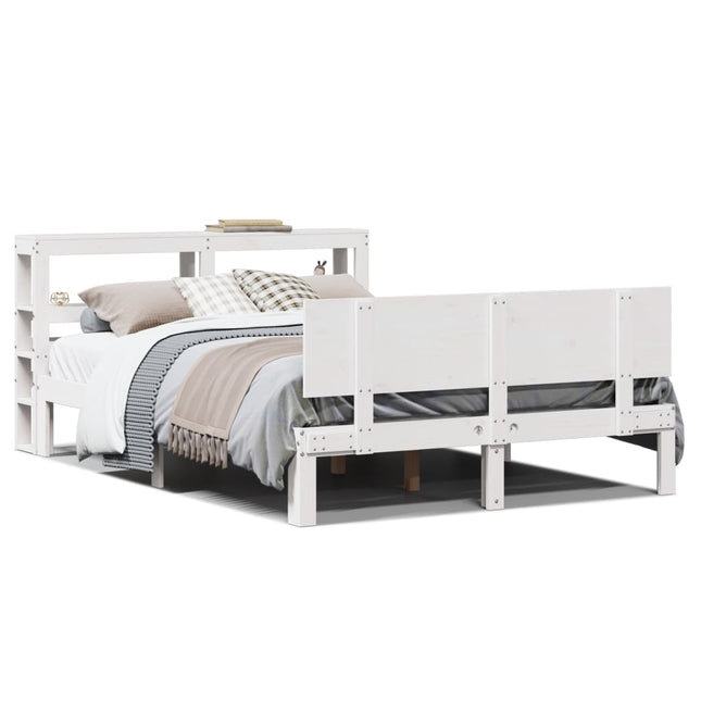 sengeramme med sengegavl 120x190 cm massivt fyrretræ hvid