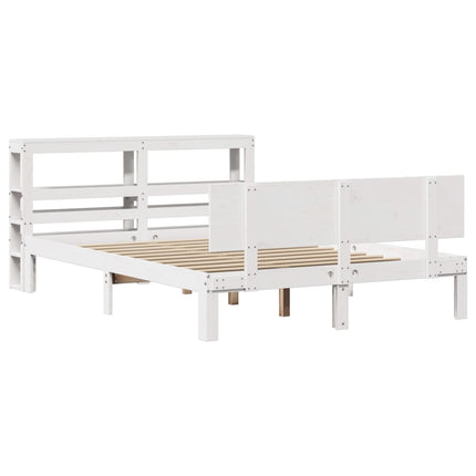 sengeramme med sengegavl 120x190 cm massivt fyrretræ hvid