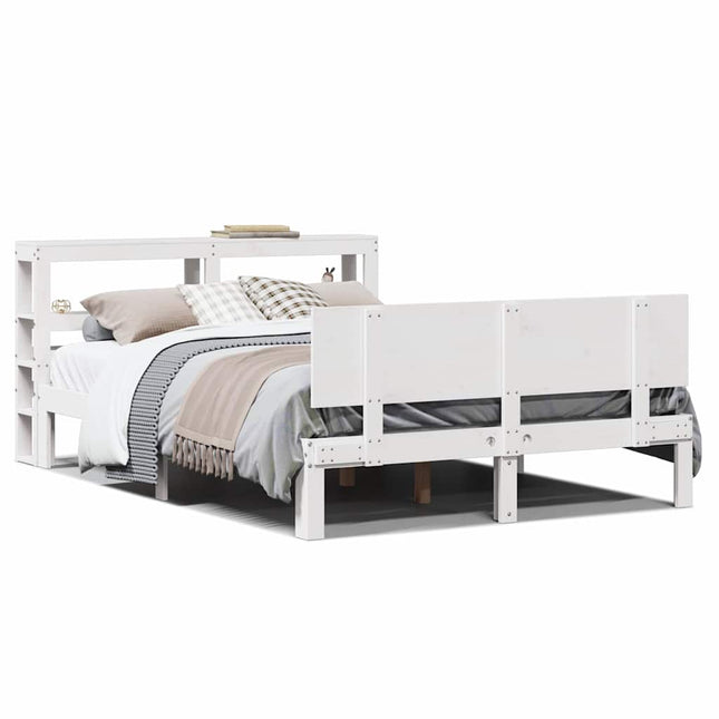 sengeramme med sengegavl135x190 cm massivt fyrretræ hvid