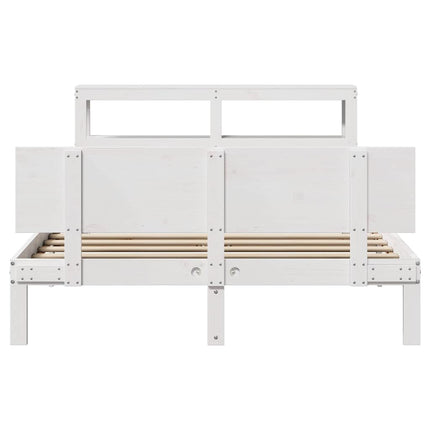 sengeramme med sengegavl135x190 cm massivt fyrretræ hvid