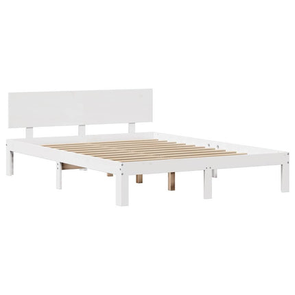 sengeramme med sengegavl135x190 cm massivt fyrretræ hvid