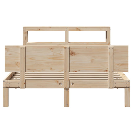 sengeramme med sengegavl 140x190 cm massivt fyrretræ