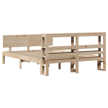 sengeramme med sengegavl 140x190 cm massivt fyrretræ
