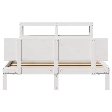 sengeramme med sengegavl 150x200 cm massivt fyrretræ hvid