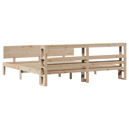sengeramme med sengegavl 200x200 cm massivt fyrretræ
