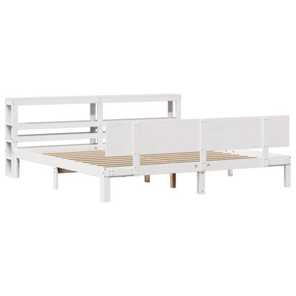 Sengeramme med hovedgærde uden madras Hvid 200x200 cm