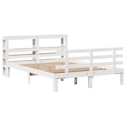 sengeramme med sengegavl135x190 cm massivt fyrretræ hvid