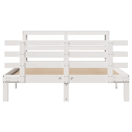 Sengeramme med hovedgærde uden madras Hvid 140x190 cm