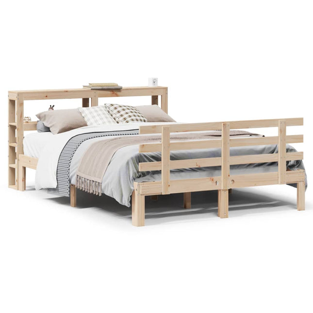 sengeramme med sengegavl 140x200 cm massivt fyrretræ hvid