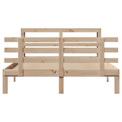 sengeramme med sengegavl 140x200 cm massivt fyrretræ hvid