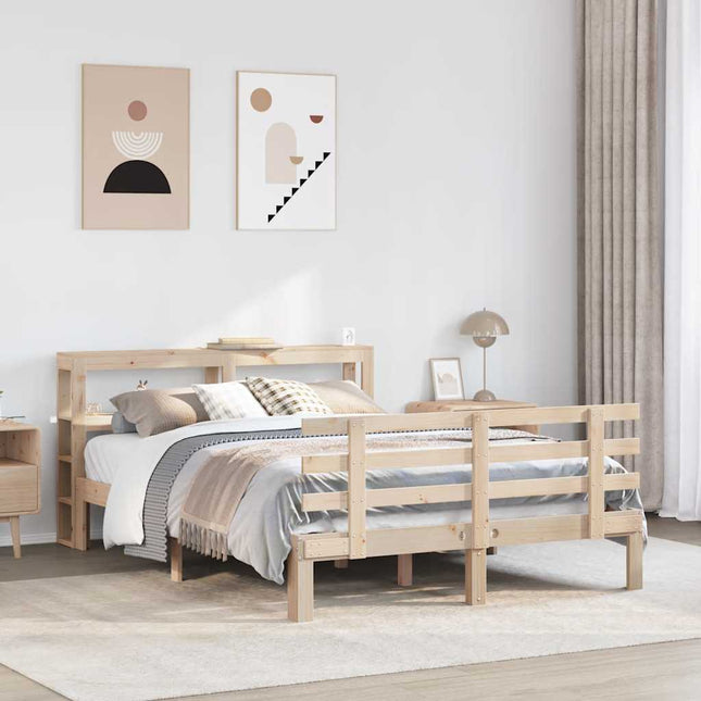 sengeramme med sengegavl 150x200 cm massivt fyrretræ