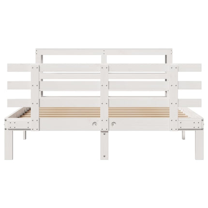 sengeramme med sengegavl 150x200 cm massivt fyrretræ hvid