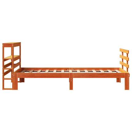 sengeramme med sengegavl 75x190 cm massivt fyrretræ gyldenbrun
