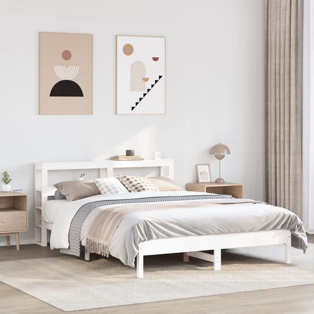 sengeramme uden madras 160x200 cm massivt fyrretræ hvid