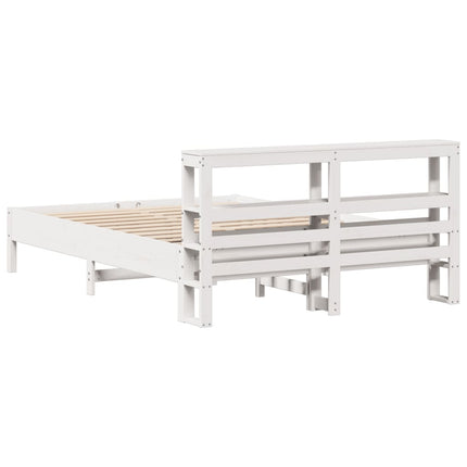 sengeramme uden madras 150x200 cm massivt fyrretræ hvid