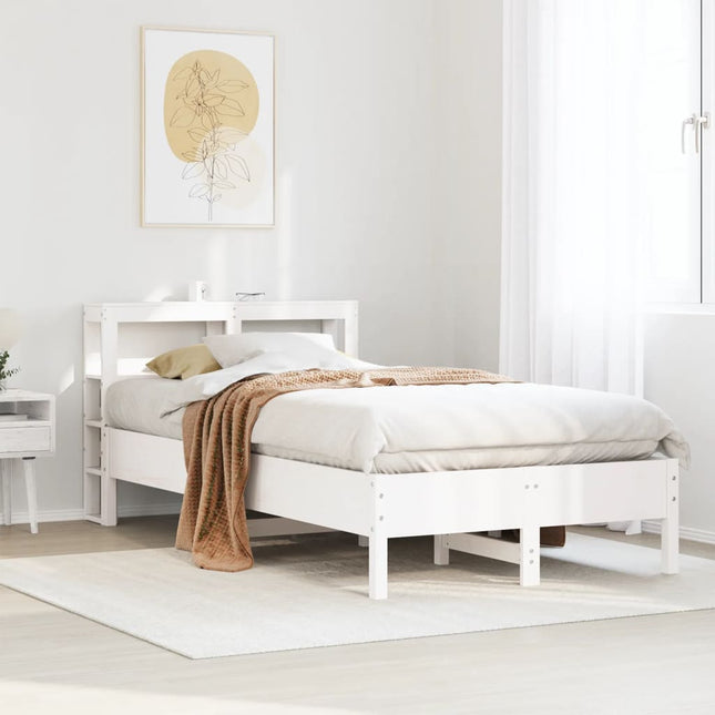 sengeramme uden madras 120x200 cm massivt fyrretræ hvid