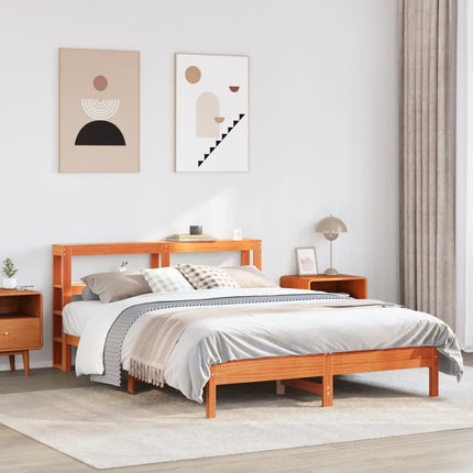 sengeramme uden madras 140x190 cm massivt fyrretræ gyldenbrun