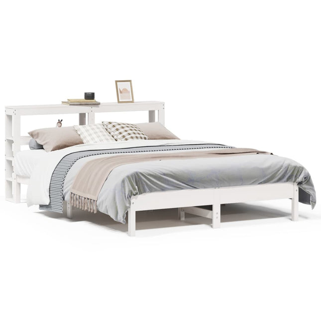 sengeramme uden madras 135x190 cm massivt fyrretræ hvid