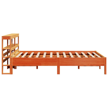 sengeramme uden madras 135x190 cm massivt fyrretræ brun