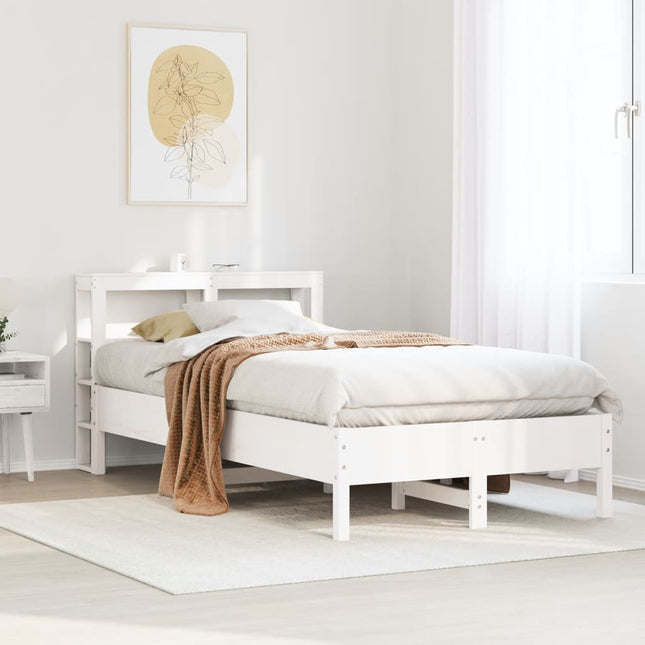 sengeramme uden madras 90x190 cm massivt fyrretræ hvid