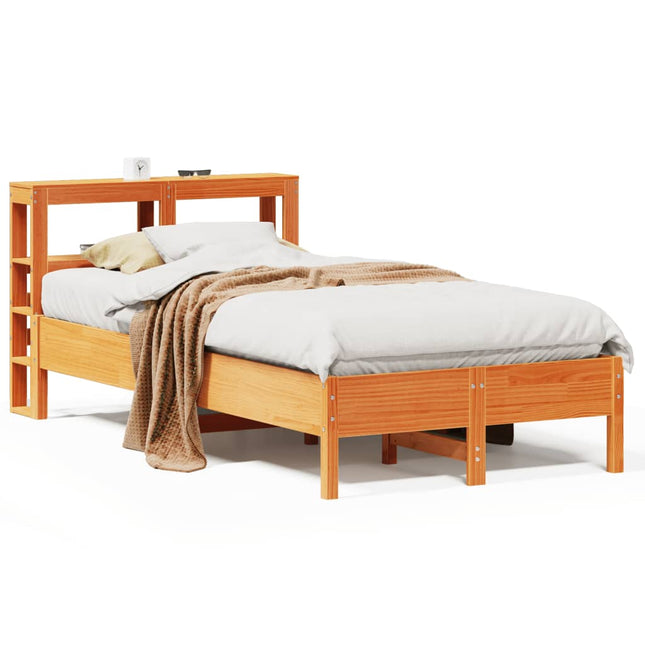 sengeramme uden madras 75x190 cm massivt fyrretræ gyldenbrun
