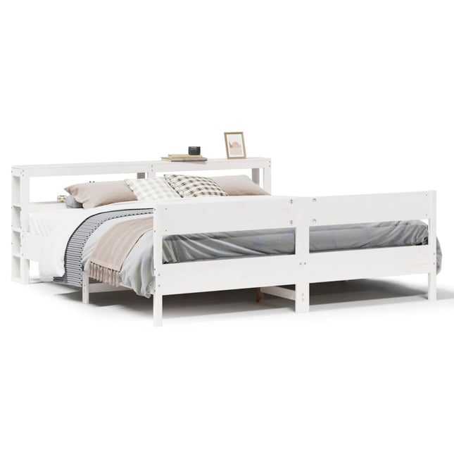 sengeramme uden madras 180x200 cm massivt fyrretræ hvid
