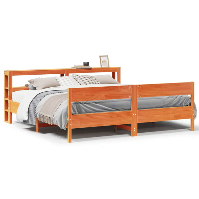 sengeramme uden madras 180x200 cm massivt fyrretræ gyldenbrun
