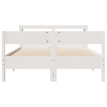 sengeramme uden madras 150x200 cm massivt fyrretræ hvid