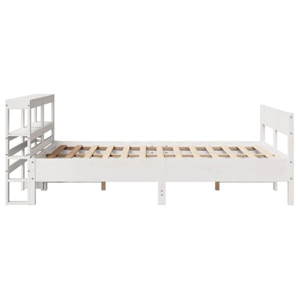 sengeramme uden madras 150x200 cm massivt fyrretræ hvid