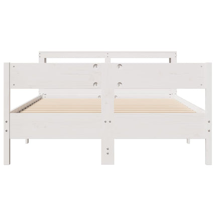 sengeramme uden madras 140x200 cm massivt fyrretræ hvid