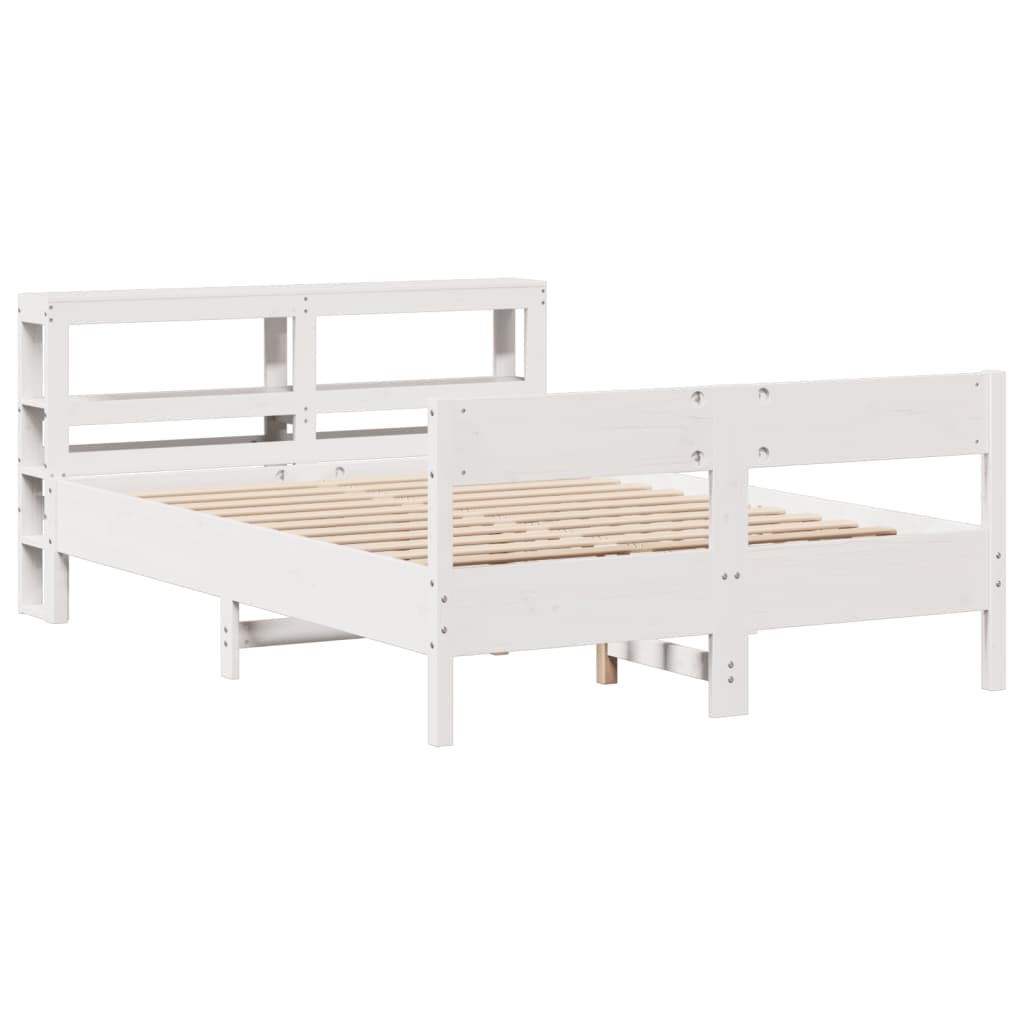 sengeramme uden madras 120x200 cm massivt fyrretræ hvid